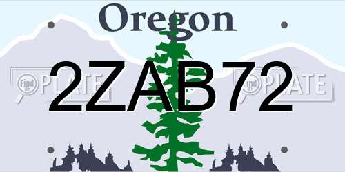 2ZAB72 Oregon License Plate