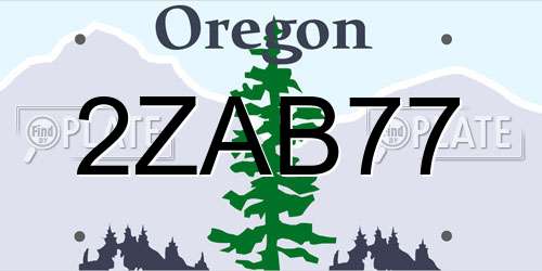 2ZAB77 Oregon License Plate