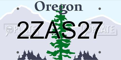 2ZAS27 Oregon License Plate