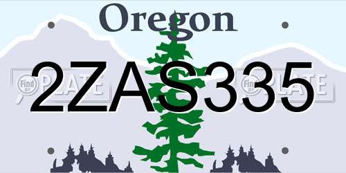 2ZAS335 Oregon License Plate