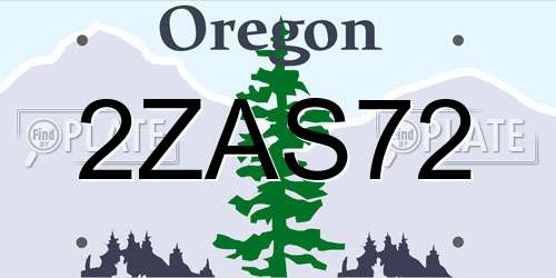 2ZAS72 Oregon License Plate