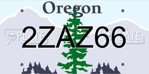 2ZAZ66 Oregon License Plate