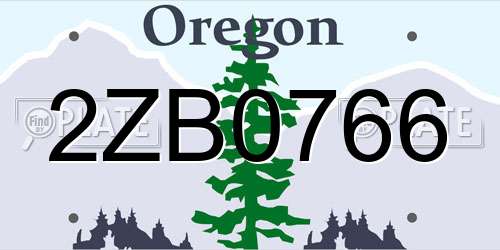 2ZB0766 Oregon License Plate