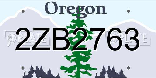 2ZB2763 Oregon License Plate