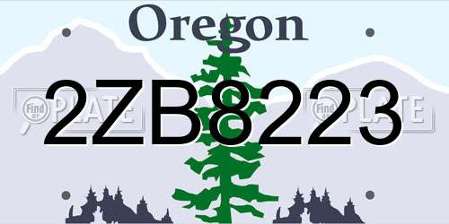 2ZB8223 Oregon License Plate