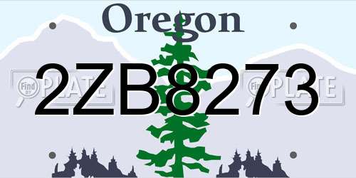 2ZB8273 Oregon License Plate