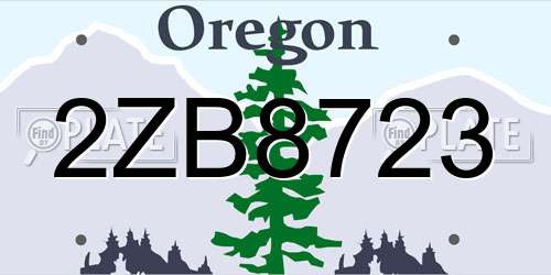 2ZB8723 Oregon License Plate