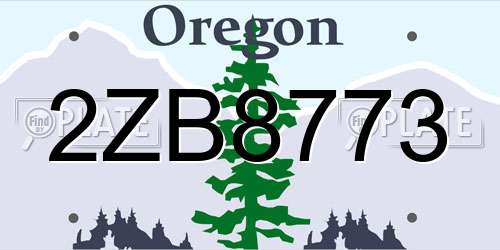 2ZB8773 Oregon License Plate