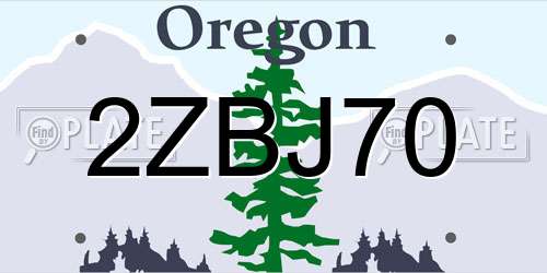 2ZBJ70 Oregon License Plate