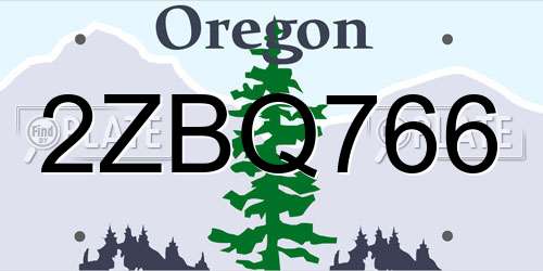 2ZBQ766 Oregon License Plate