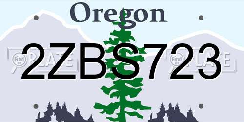 2ZBS723 Oregon License Plate
