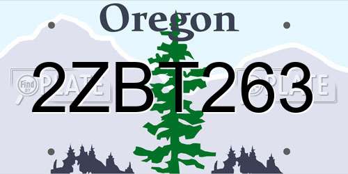 2ZBT263 Oregon License Plate