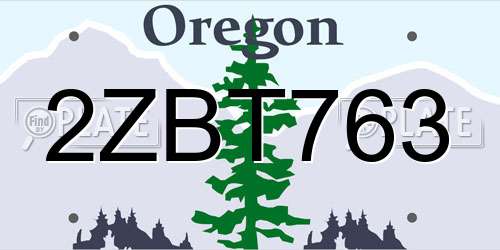 2ZBT763 Oregon License Plate