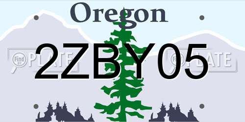 2ZBY05 Oregon License Plate