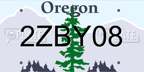 2ZBY08 Oregon License Plate