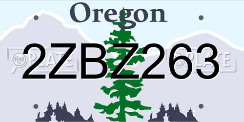 2ZBZ263 Oregon License Plate