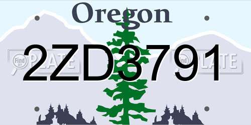 2ZD3791 Oregon License Plate