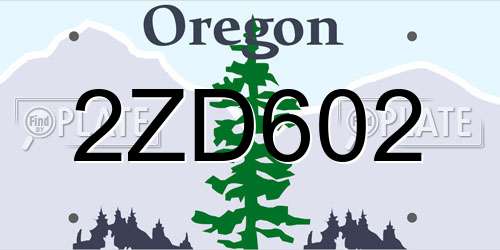 2ZD602 Oregon License Plate
