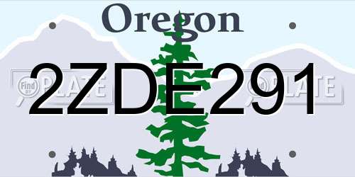 2ZDE291 Oregon License Plate