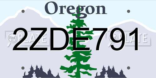 2ZDE791 Oregon License Plate