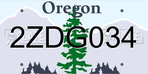 2ZDG034 Oregon License Plate