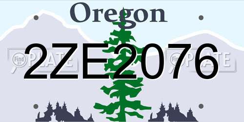 2ZE2076 Oregon License Plate