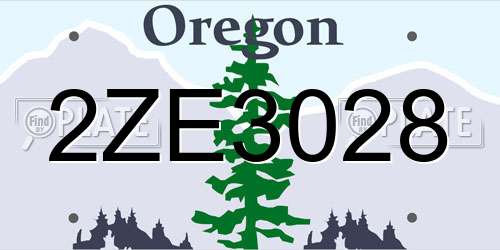 2ZE3028 Oregon License Plate