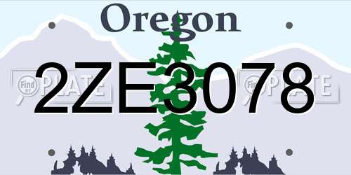 2ZE3078 Oregon License Plate