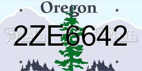 2ZE6642 Oregon License Plate