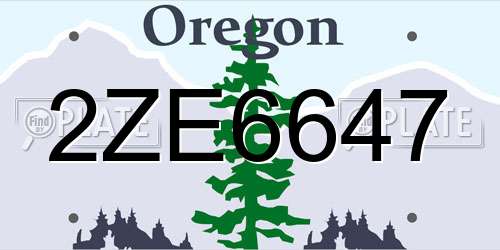 2ZE6647 Oregon License Plate