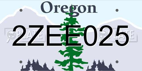 2ZEE025 Oregon License Plate