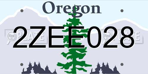 2ZEE028 Oregon License Plate