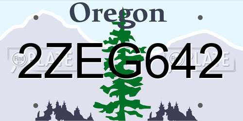 2ZEG642 Oregon License Plate