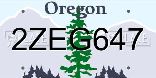 2ZEG647 Oregon License Plate