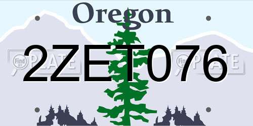 2ZET076 Oregon License Plate