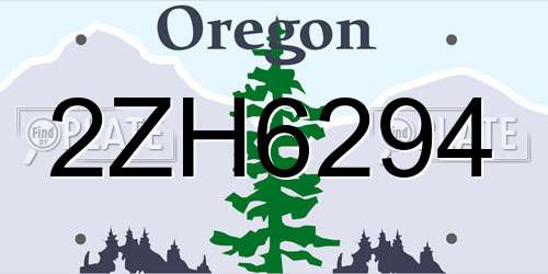 2ZH6294 Oregon License Plate