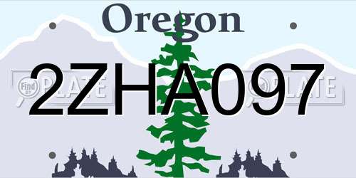 2ZHA097 Oregon License Plate