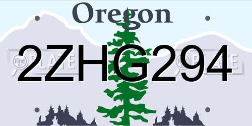 2ZHG294 Oregon License Plate