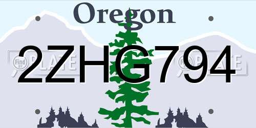 2ZHG794 Oregon License Plate