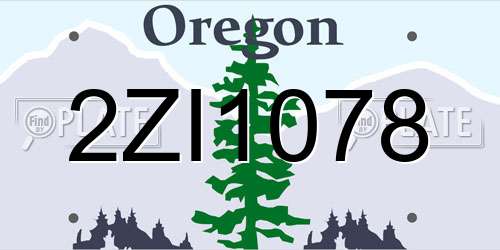 2ZI1078 Oregon License Plate