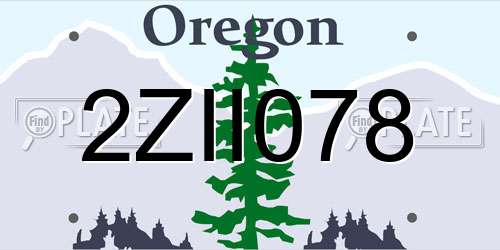 2ZII078 Oregon License Plate