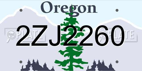 2ZJ2260 Oregon License Plate