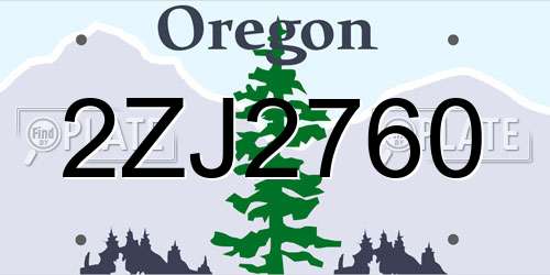 2ZJ2760 Oregon License Plate