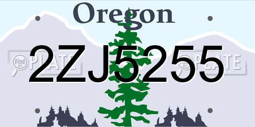 2ZJ5255 Oregon License Plate