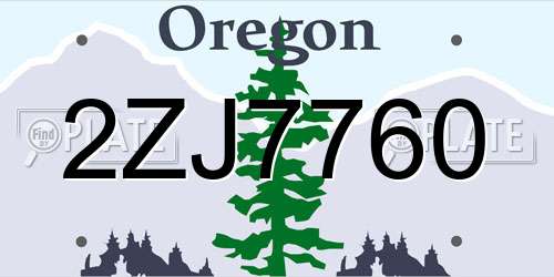 2ZJ7760 Oregon License Plate
