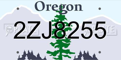 2ZJ8255 Oregon License Plate