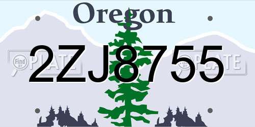 2ZJ8755 Oregon License Plate