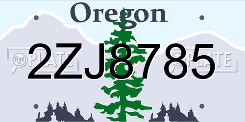 2ZJ8785 Oregon License Plate