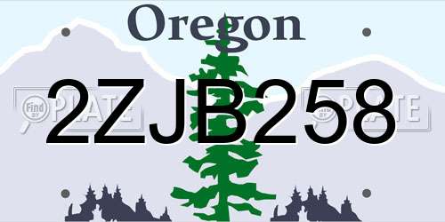 2ZJB258 Oregon License Plate