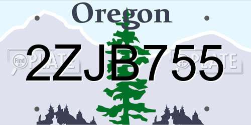 2ZJB755 Oregon License Plate